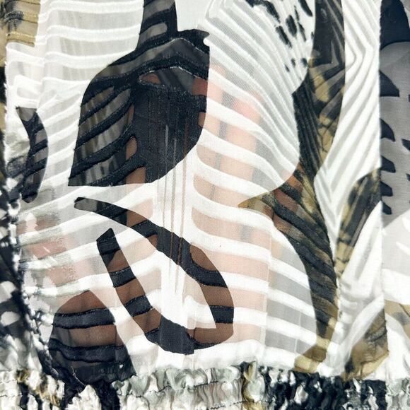 Vintage Cache Y2K Silk Blend Top Size Medium Tie Neck Semi Sheer 3/4 Sleeve - Picture 6 of 7